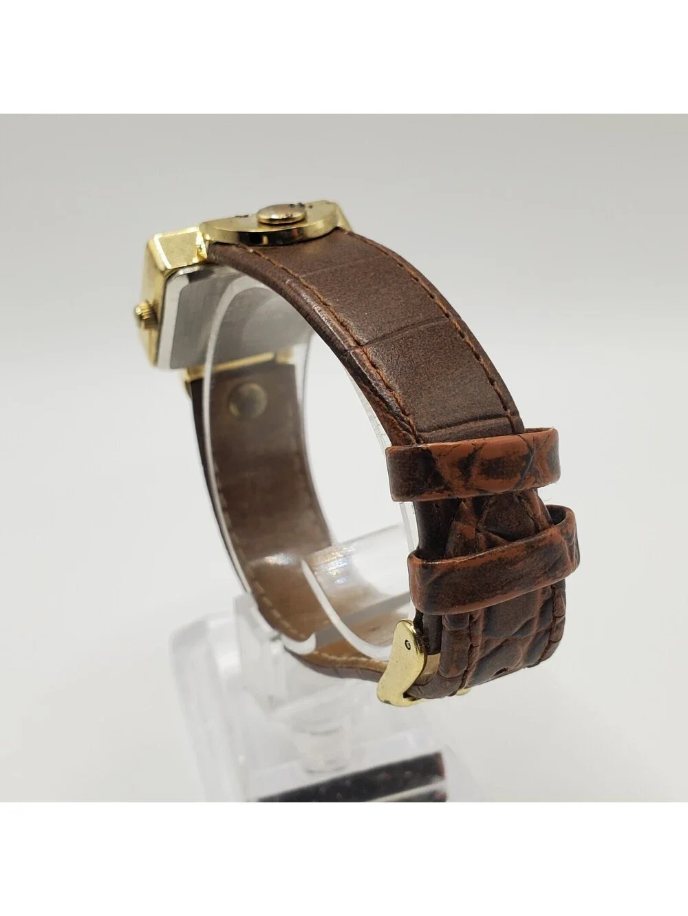 Nine West Square Womens Watch 27mm Gold Tone New Battery